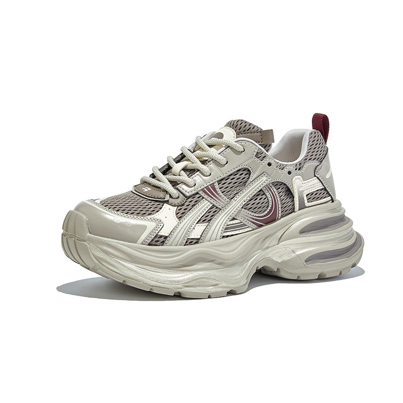 Ženske tenisice dad shoes s debelim potplatom - gornji dio PU+mesh, prednje vezanje, 6–8 cm visina potplata, podstava od tekstila, proljeće–jesen casual