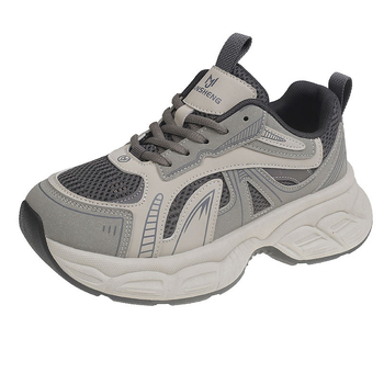 Ženske casual sportske tenisice s mrežastim gornjim dijelom, 3–5 cm debeli pet, gumena potplata, niski gornji dio, vezanje — proljeće 2025