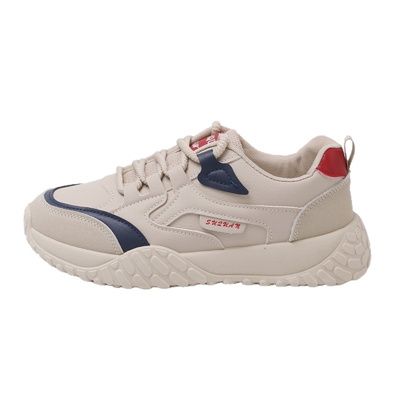 Patike, korejska verzija, ležerni stil; kožni gornji dio, mrežasta unutrašnjost, gumena potplata, vezanje šnurkama, okrugli vrh, ravna peta, EVA uložak