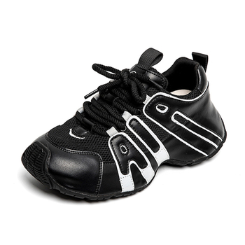 Dámske tenisky zo split kože s hrubou podrážkou, priedušnou sieťovinou vo vnútri, zvyšujú výšku, vhodné na outdoorové voľnočasové behy