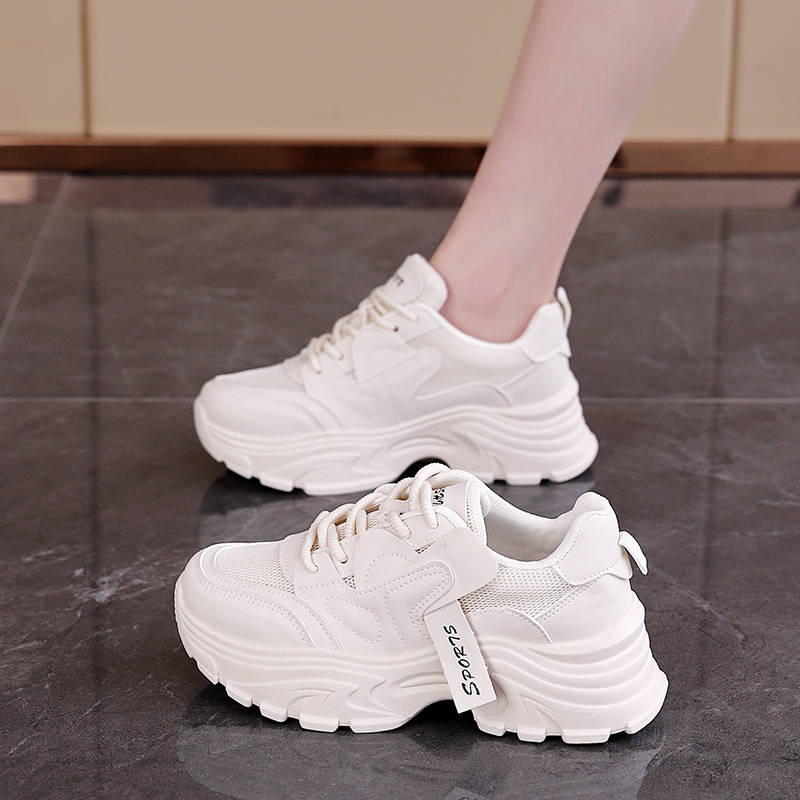 Ženske tenisice u korejskom stilu dad shoes, prozračni mrežasti gornji dio, PU gornja, debela potplata 3–5 cm, injekcijski oblikovana potplata, vezanje šnirama