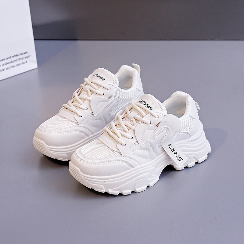 Ženske tenisice u korejskom stilu dad shoes, prozračni mrežasti gornji dio, PU gornja, debela potplata 3–5 cm, injekcijski oblikovana potplata, vezanje šnirama