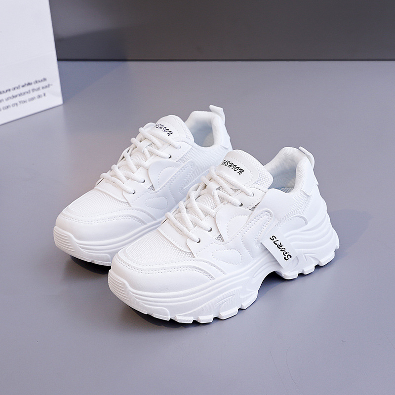 Ženske tenisice u korejskom stilu dad shoes, prozračni mrežasti gornji dio, PU gornja, debela potplata 3–5 cm, injekcijski oblikovana potplata, vezanje šnirama