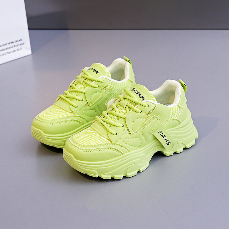Ženske tenisice u korejskom stilu dad shoes, prozračni mrežasti gornji dio, PU gornja, debela potplata 3–5 cm, injekcijski oblikovana potplata, vezanje šnirama