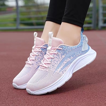 Ženske mrežaste tenisice za trčanje Fly-Knit – prozračne, lagane, udobna debela podloga, vezanje