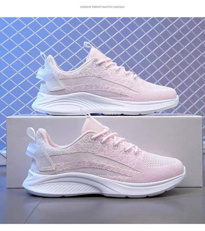 Ženske mrežaste tenisice za trčanje Fly-Knit – prozračne, lagane, udobna debela podloga, vezanje