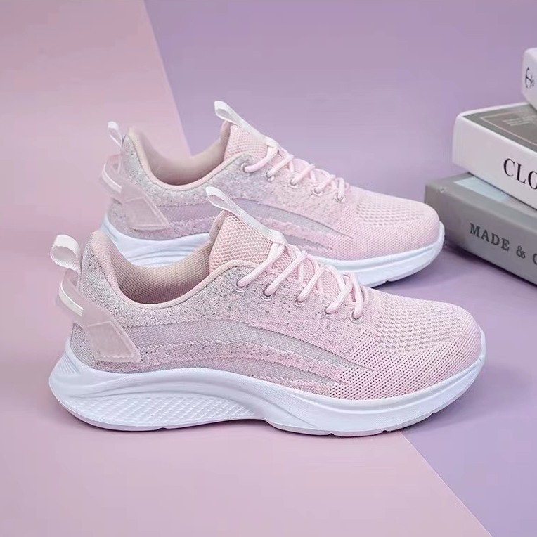 Ženske mrežaste tenisice za trčanje Fly-Knit – prozračne, lagane, udobna debela podloga, vezanje