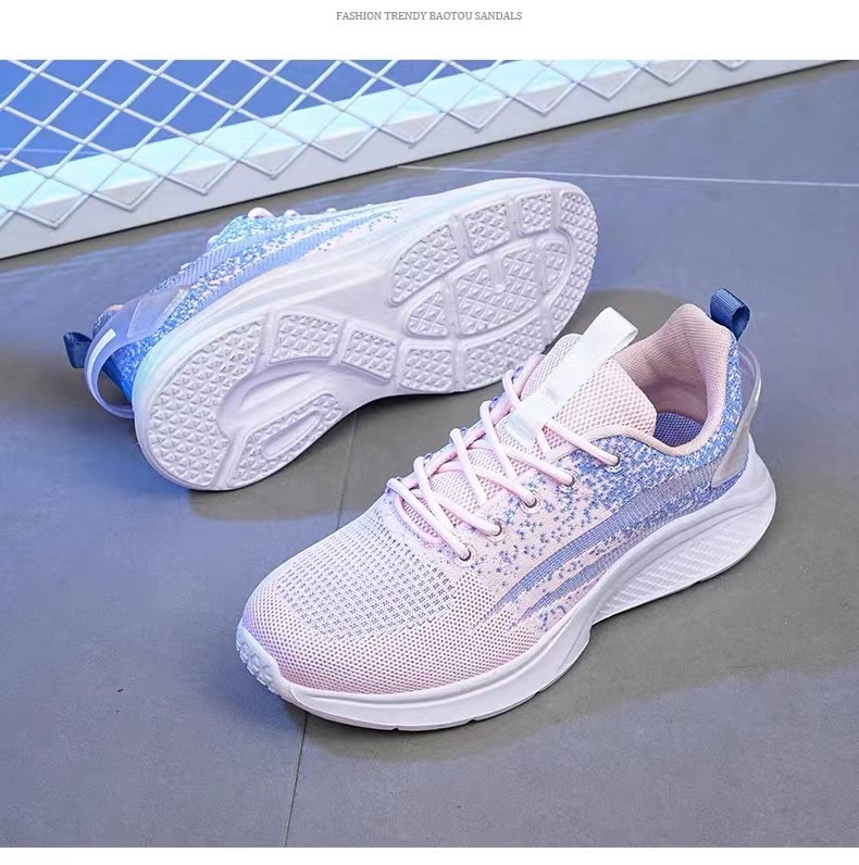 Ženske mrežaste tenisice za trčanje Fly-Knit – prozračne, lagane, udobna debela podloga, vezanje