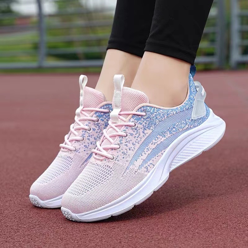 Ženske mrežaste tenisice za trčanje Fly-Knit – prozračne, lagane, udobna debela podloga, vezanje