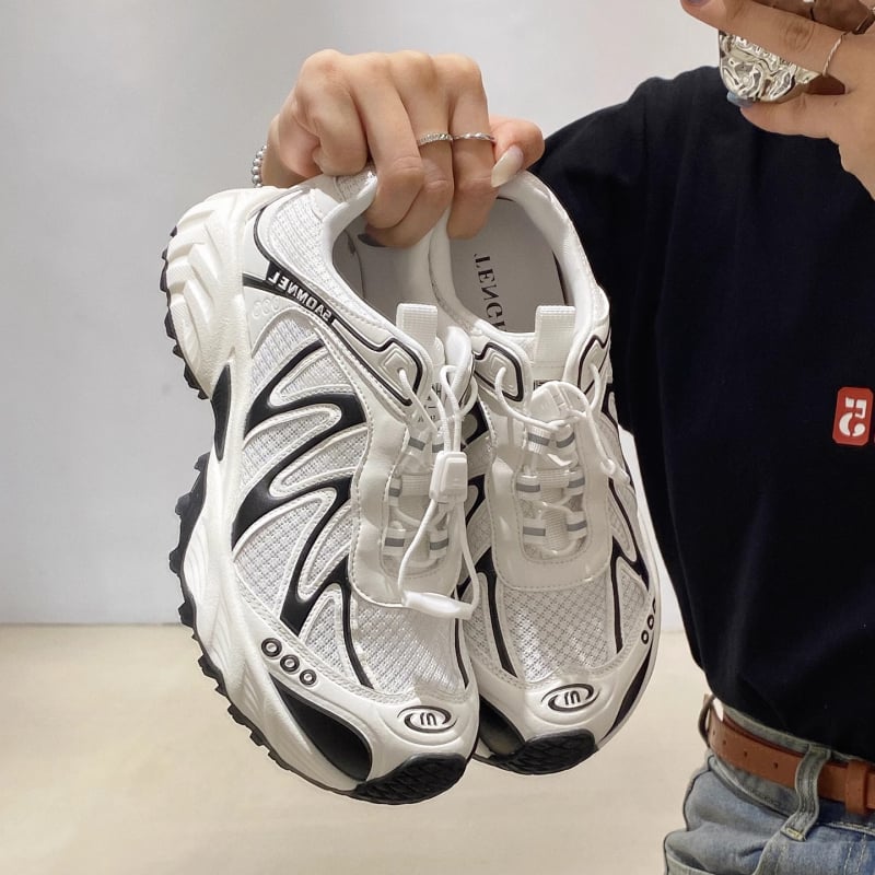Casual dad shoes za planinarenje s mrežastim gornjim dijelom, gumena potplat, 3–5 cm debeli peta, prednje vezanje, EVA uložak