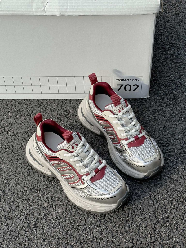 Pantofi sport femei din piele naturală, talpă groasă, vârf rotund, talpă din spumă, închidere cu șireturi în față