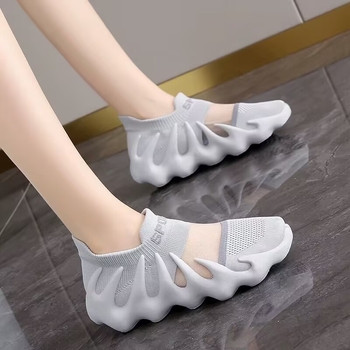Обувки за ходене със дишаща мрежеста горна част и дизайн октоподови чорапи, без връзки, за жени, ТПР подметка