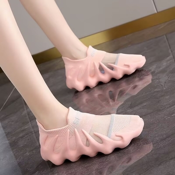 Обувки за ходене със дишаща мрежеста горна част и дизайн октоподови чорапи, без връзки, за жени, ТПР подметка