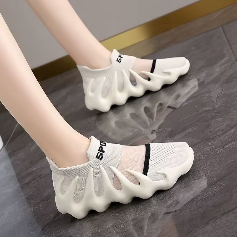 Обувки за ходене със дишаща мрежеста горна част и дизайн октоподови чорапи, без връзки, за жени, ТПР подметка