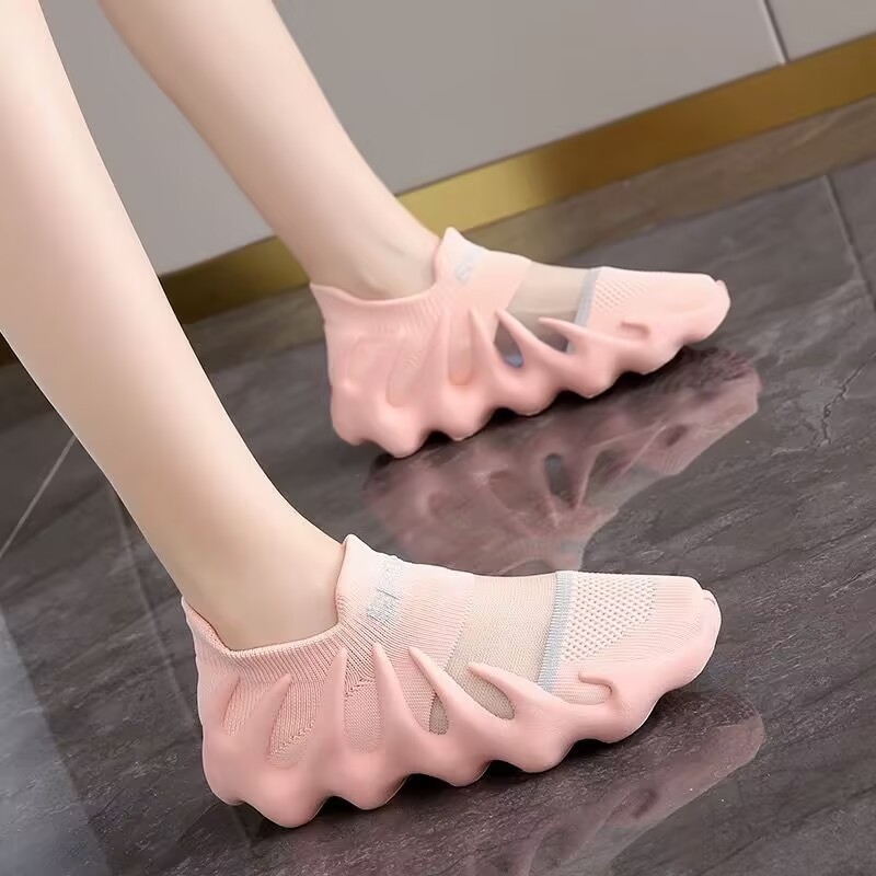 Обувки за ходене със дишаща мрежеста горна част и дизайн октоподови чорапи, без връзки, за жени, ТПР подметка