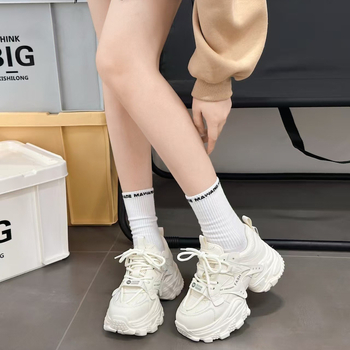 Дамски обувки на платформа от естествена кожа с флийс подплата, кръгъл нос, предно връзване, висок горен край, дебела платформа 6–8 см