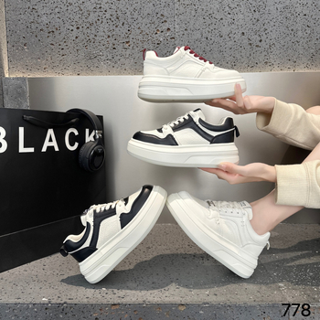 Ženske casual tenisice od prave kože – niski gornji dio, okrugli vrh, vezanje, debeli đon 3–5 cm