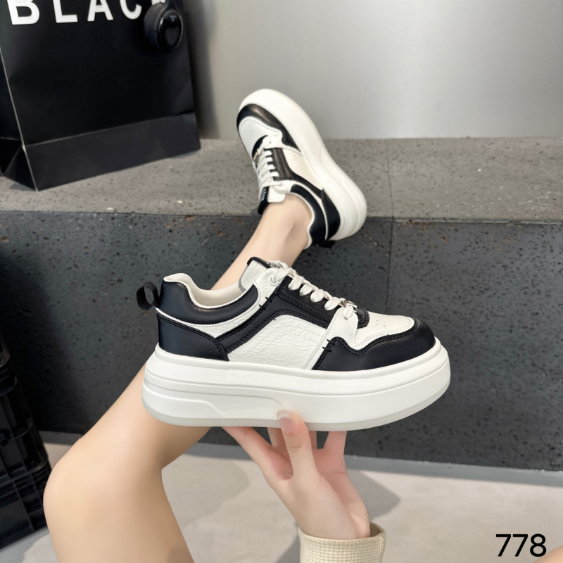 Ženske casual tenisice od prave kože – niski gornji dio, okrugli vrh, vezanje, debeli đon 3–5 cm