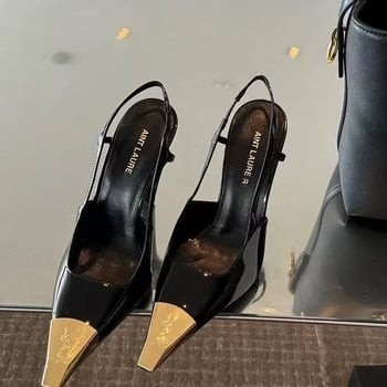 Hátsó nyitott szandálok, hegyes orr, gumitalp, mikroszálas bélés, 2025 tavasz