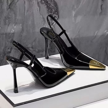 Hátsó nyitott szandálok, hegyes orr, gumitalp, mikroszálas bélés, 2025 tavasz