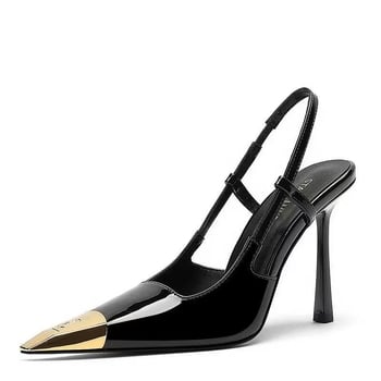 Hátsó nyitott szandálok, hegyes orr, gumitalp, mikroszálas bélés, 2025 tavasz