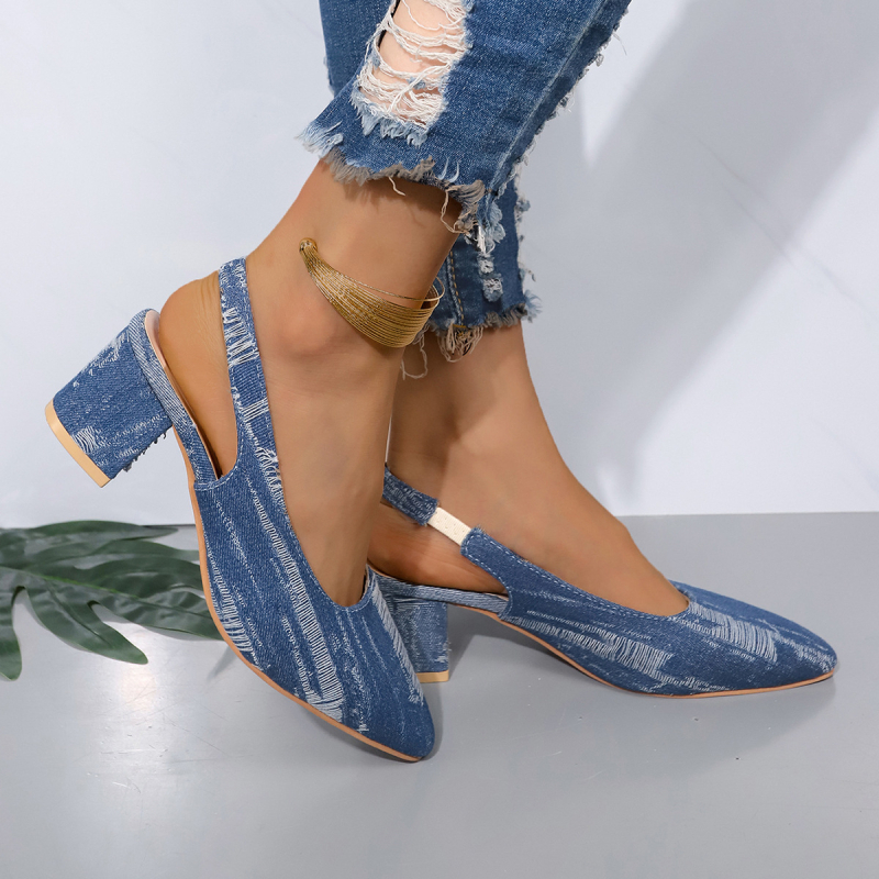 Sandale bez stražnjeg dijela s leopard printom, špičast nos, PU gornji dio, debeli pet 3–6 cm