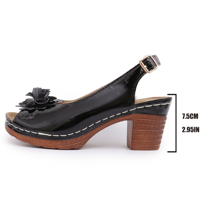 Sandale Fish Mouth cu cataramă, partea superioară PU, căptușeală PU, talpă TPR, toc masiv, primăvară-vară 2025