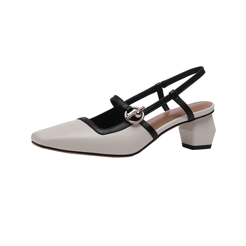 Ženske Mary Jane sandale s kvadratnim vrhom, PU gornji dio, retro stil, visoke pete 6–8 cm, kopča