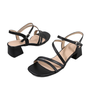 Sandale pentru femei cu un singur curea, toc gros, înălțime 3–6 cm, talpă din cauciuc, interior din Super Fiber.