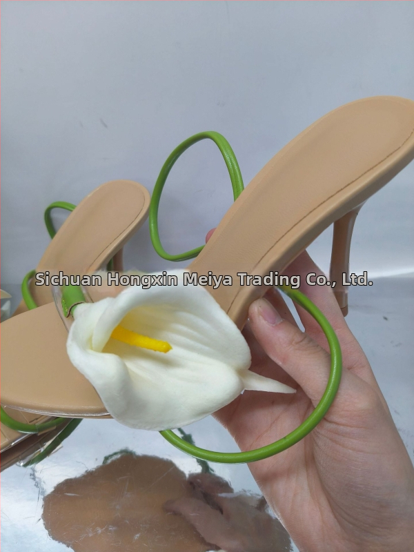 Sandále s jedným pásom, otvorený prst, horná časť z PU, gumená podrážka, 6–8 cm tenký podpätok