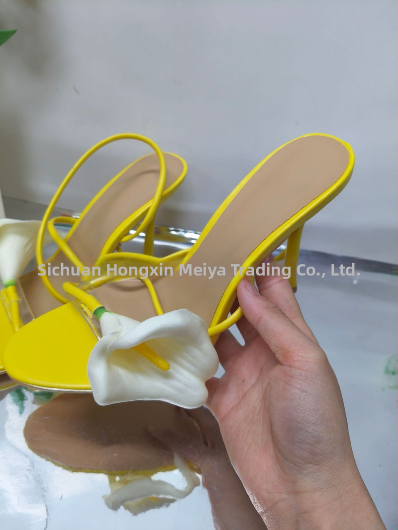 Sandále s jedným pásom, otvorený prst, horná časť z PU, gumená podrážka, 6–8 cm tenký podpätok