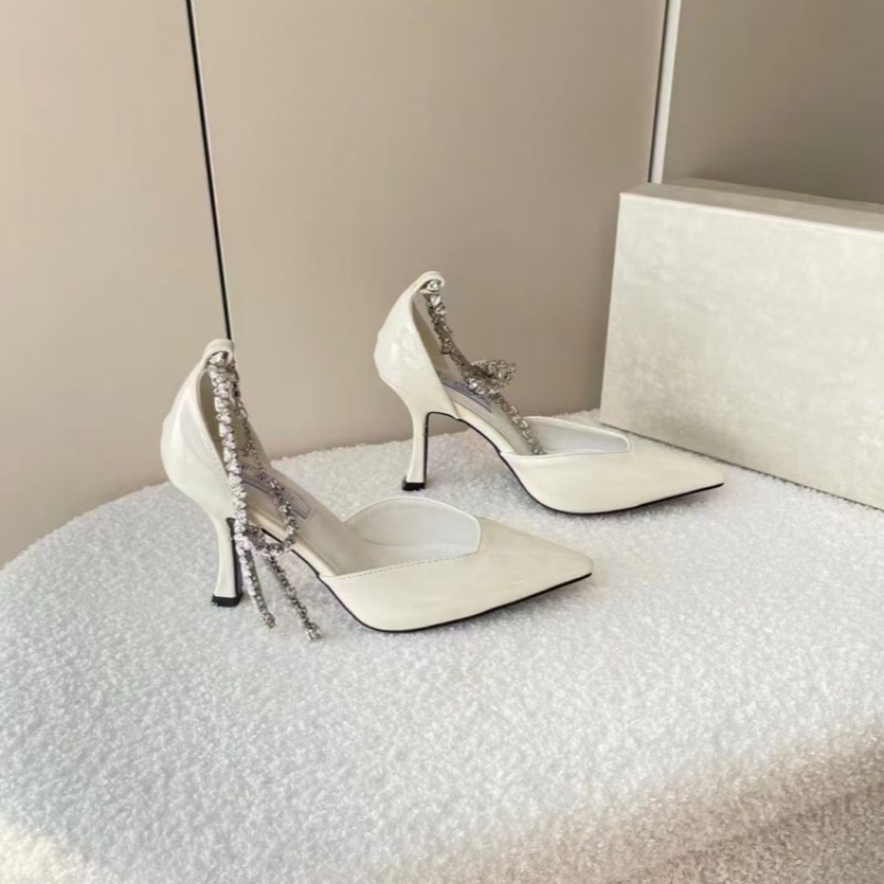 Stiletto sandale s rhinestones, jednostruki remen, špičat nos, proljeće 2025