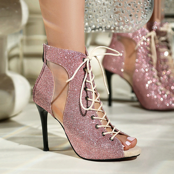 Pántos szandál hal formájú orr, PU felső része, elöl kötős dizájn, stiletto sarok 8 cm felett, egyszerű stílus