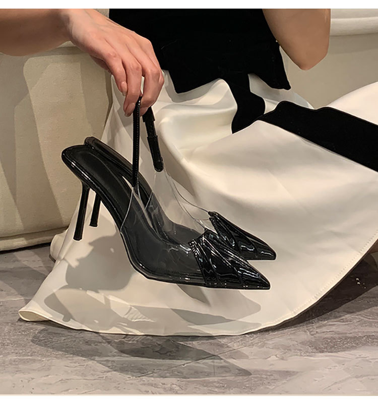 Visoke štikle s špicastim nosom, PVC gornji dio, visina potpetice 6-8 cm, gumena potplata