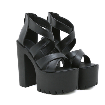 Platformske sandale otvorenog prsta, stil riblje usta, mikrovlakna gornji dio, PU potplat, 6–8 cm visok pet