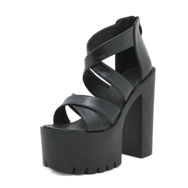 Platformske sandale otvorenog prsta, stil riblje usta, mikrovlakna gornji dio, PU potplat, 6–8 cm visok pet