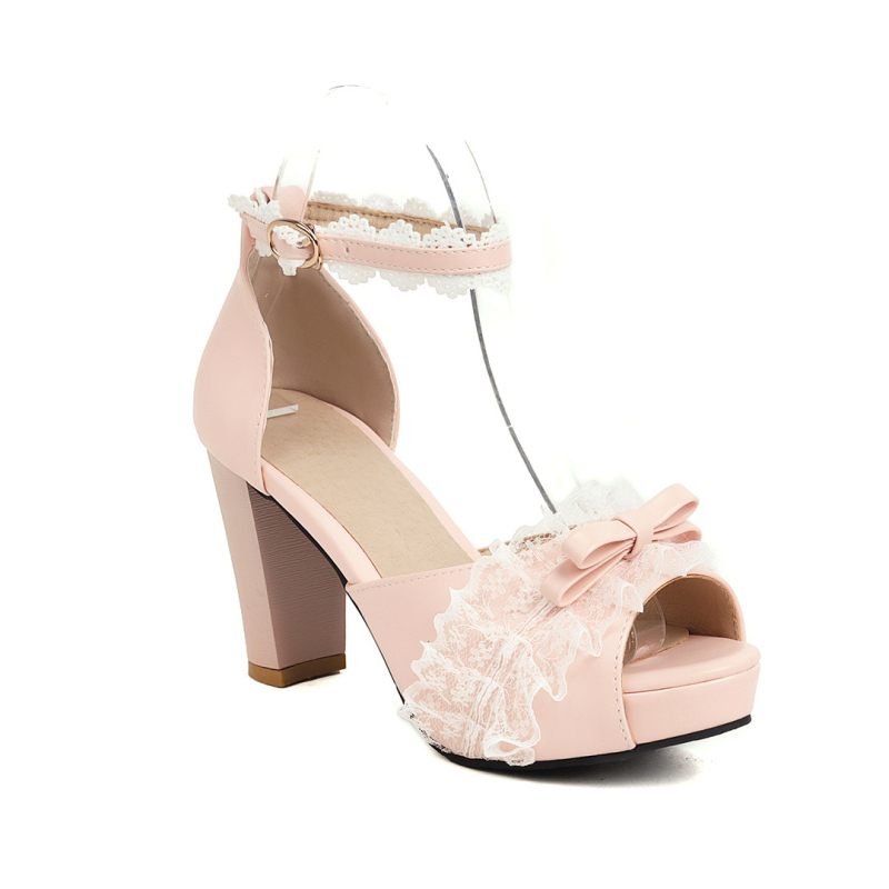 Mary Jane cipele u Lolita stilu, Peep Toe, mek gornji dio od kože, visoki 6–8 cm debeli potpetica