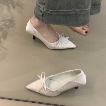 Banket cipele s oštrim nosom, gornji materijal: Super Fiber, korejski stil, visina pete 6-8 cm, tanak potpetica