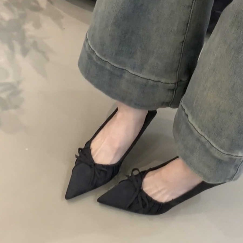Banket cipele s oštrim nosom, gornji materijal: Super Fiber, korejski stil, visina pete 6-8 cm, tanak potpetica
