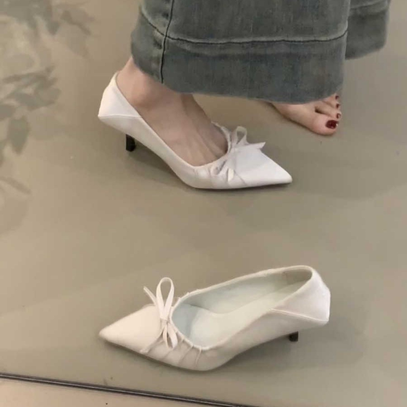 Banket cipele s oštrim nosom, gornji materijal: Super Fiber, korejski stil, visina pete 6-8 cm, tanak potpetica