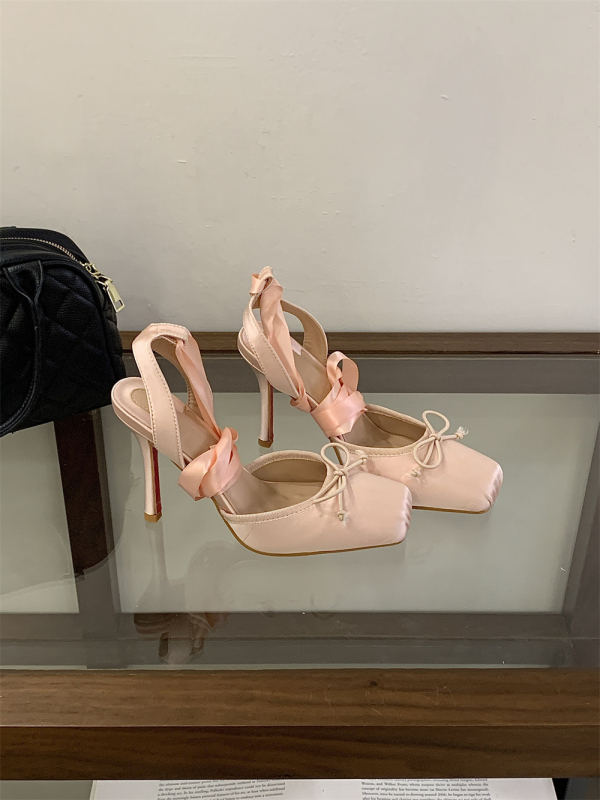 Pantofi femei cu curea la gleznă, vârf ascuțit, toc subțire 6-8 cm, branț din microfibră, talpă PU