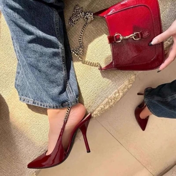 Ženske sandale s visokim potpeticama, Peep Toe, gornji materijal Microfiber Leather, gumeni đon, vintage stil, visina potpetice iznad 8 cm