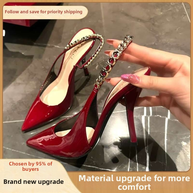 Ženske sandale s visokim potpeticama, Peep Toe, gornji materijal Microfiber Leather, gumeni đon, vintage stil, visina potpetice iznad 8 cm