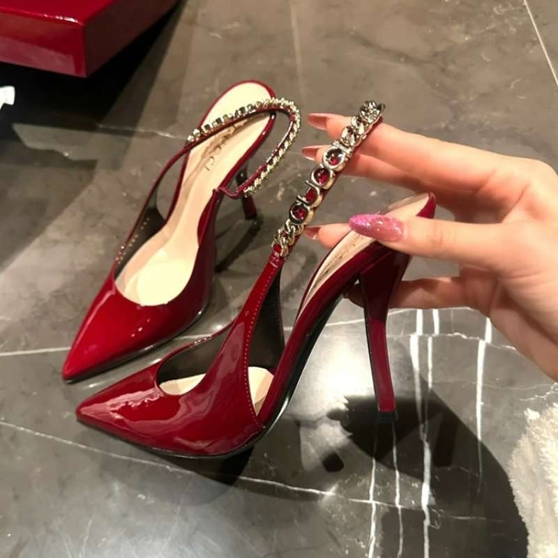 Ženske sandale s visokim potpeticama, Peep Toe, gornji materijal Microfiber Leather, gumeni đon, vintage stil, visina potpetice iznad 8 cm