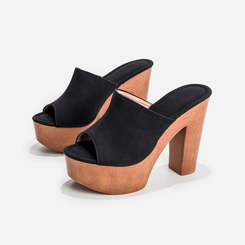Ženske cipele One-Shaped, PU gornji dio, đon od pjene, okrugli nos, debeli potpet 6–8 cm, ljeto