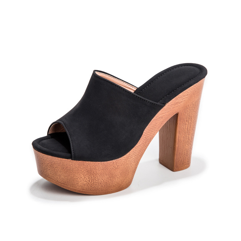 Ženske cipele One-Shaped, PU gornji dio, đon od pjene, okrugli nos, debeli potpet 6–8 cm, ljeto