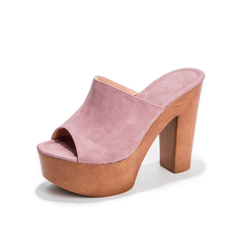 Ženske cipele One-Shaped, PU gornji dio, đon od pjene, okrugli nos, debeli potpet 6–8 cm, ljeto