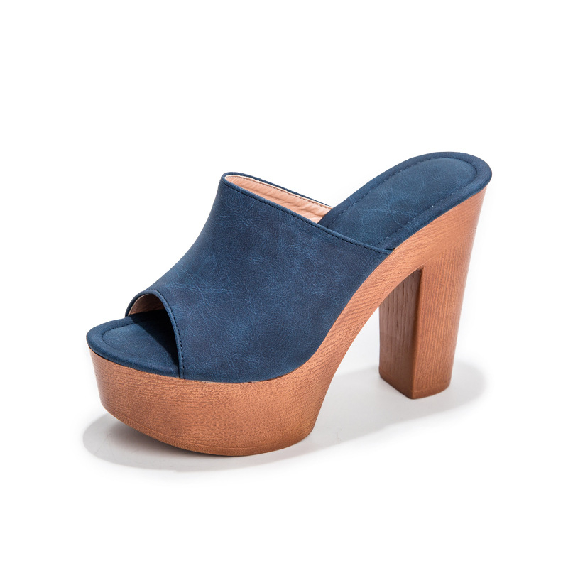 Ženske cipele One-Shaped, PU gornji dio, đon od pjene, okrugli nos, debeli potpet 6–8 cm, ljeto
