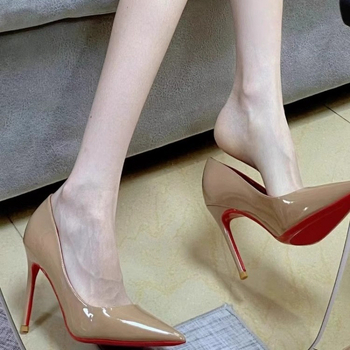 Ženske cipele s oštrim nosom, tanak visoki pet, preko 8 cm, PU gornji dio, latex ulošak, gumeni đon