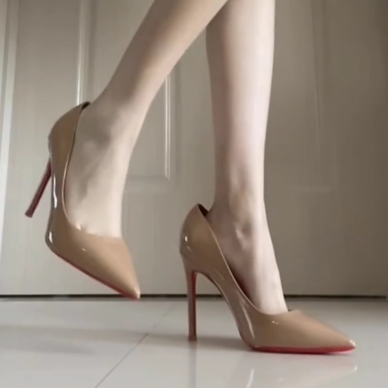 Ženske cipele s oštrim nosom, tanak visoki pet, preko 8 cm, PU gornji dio, latex ulošak, gumeni đon